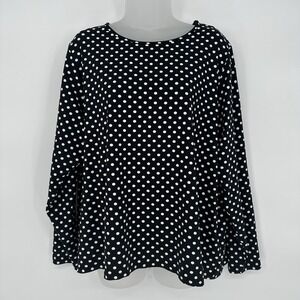 Land's End Sz 1X Top Pullover Polka Dot Long‎ Sleeve Nylon Stretch Outdoor